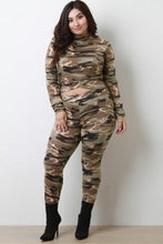 Jersey Knit Camouflage Crop Top with Leggings Set